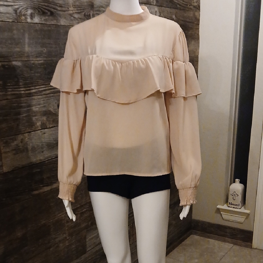 Truth Light Mauve Ruffle Long Sleeve Blouse